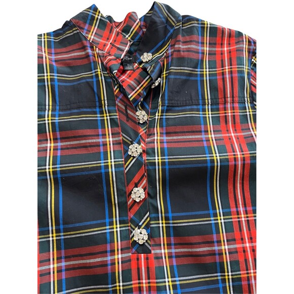 J. Crew Womens Jeweled Button Popover Tunic in Stewart Tartan NWOT - Picture 6 of 8